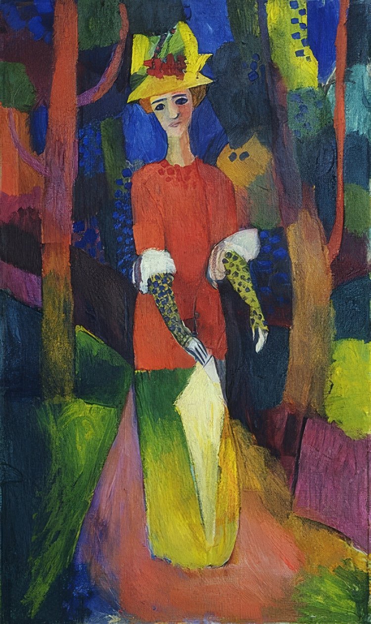 在公园里的女士。 1914年 作者 奥古斯特·马克