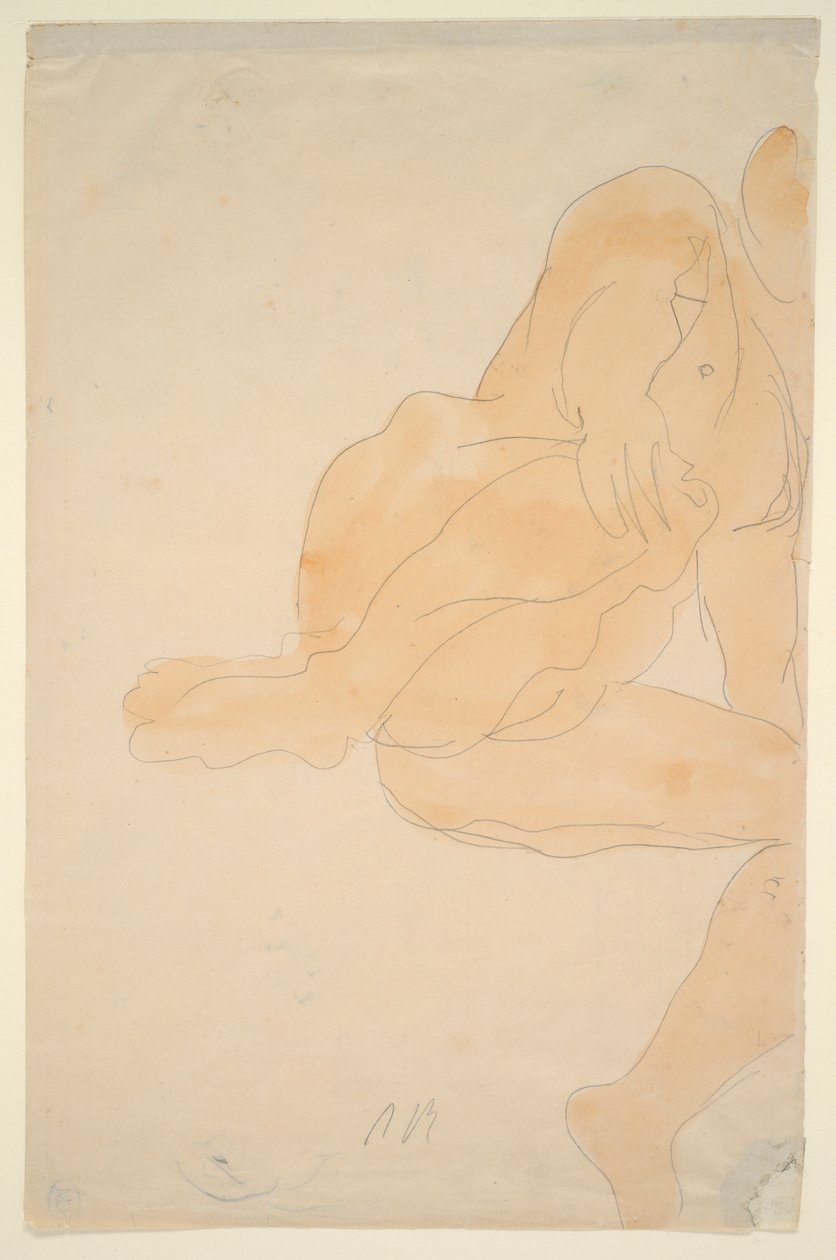 裸体坐姿，膝盖抬起 作者 奥古斯特·罗丹（Auguste Rodin）