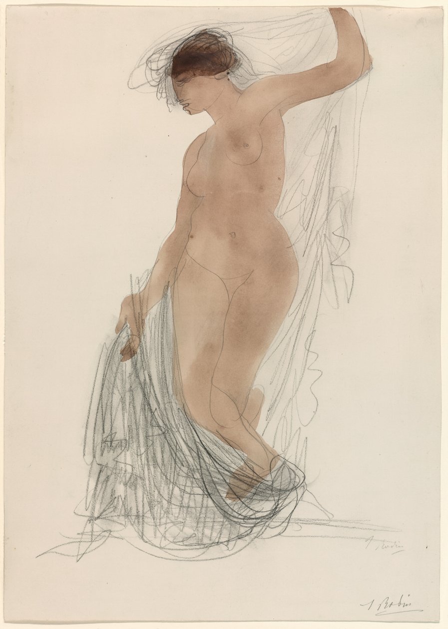 有窗帘的裸体站立 作者 奥古斯特·罗丹（Auguste Rodin）