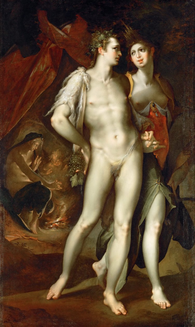 没有食物和饮料，酒神，维纳斯 作者 Bartholomaeus Spranger