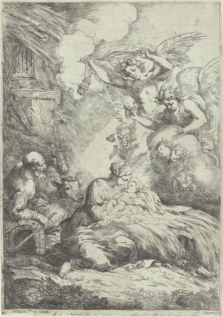 基督诞生与天使 作者 Bartolomeo Biscaino