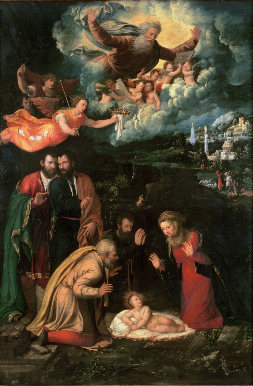 与父神的诞生 作者 巴蒂斯塔·多西（Battista Dossi）