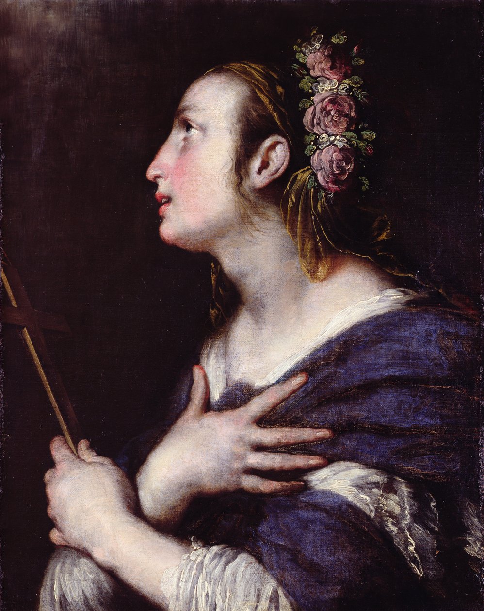 圣徒与玫瑰的皇冠 作者 贝尔纳多·斯特罗兹（Bernardo Strozzi）