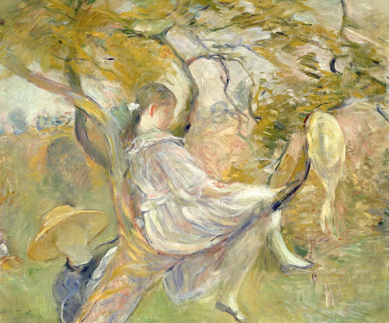 在苹果树，1890年 作者 贝特·莫里索（Berthe Morisot）