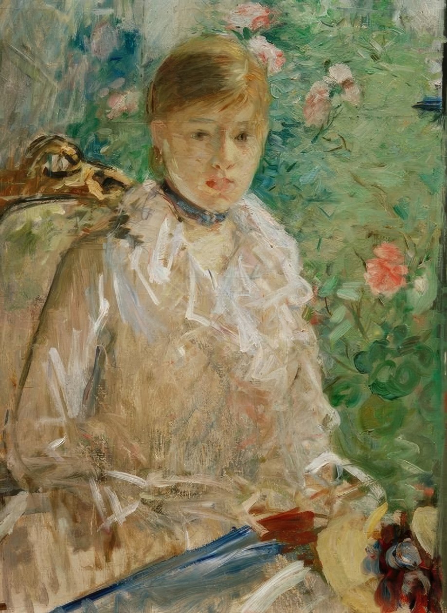 靠近窗户或夏天的年轻女子 作者 贝特·莫里索（Berthe Morisot）