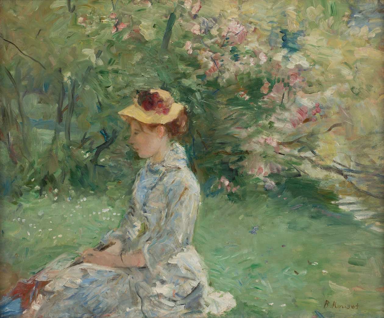 户外学习，或在岛上 作者 贝特·莫里索（Berthe Morisot）