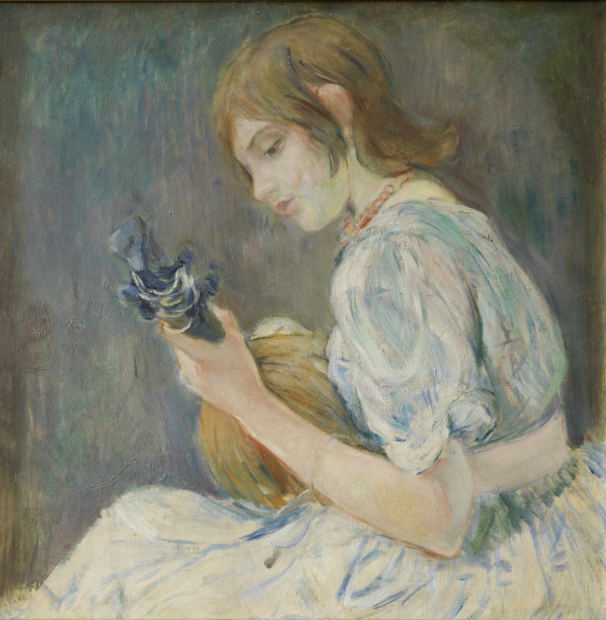 带曼陀林的女孩 作者 贝特·莫里索（Berthe Morisot）