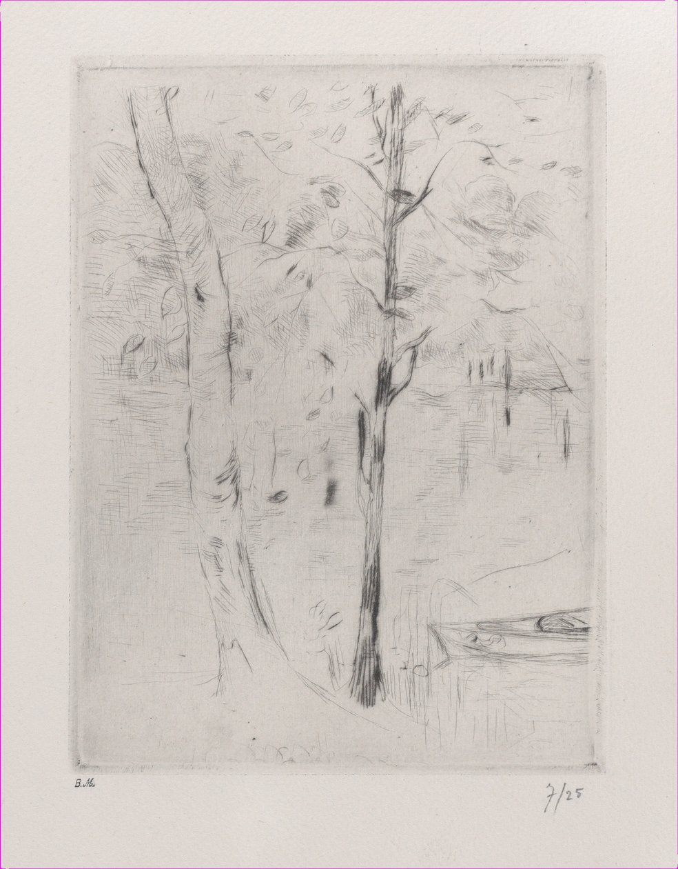 河边的风景树干，1888年。 作者 贝特·莫里索（Berthe Morisot）