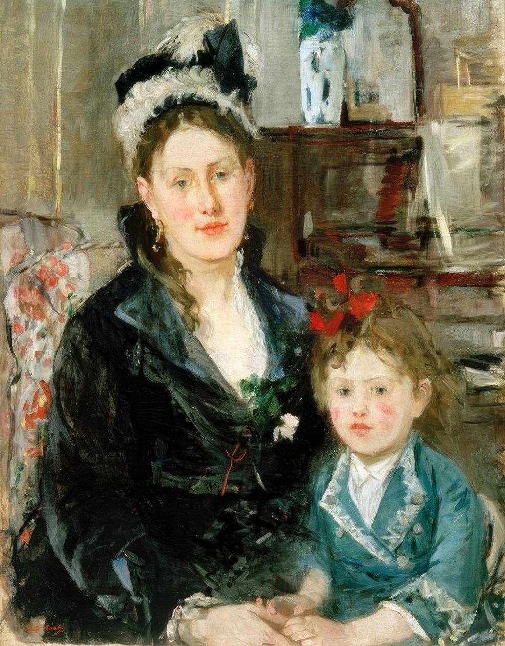 布尔西耶女士和她的女儿 作者 贝特·莫里索（Berthe Morisot）