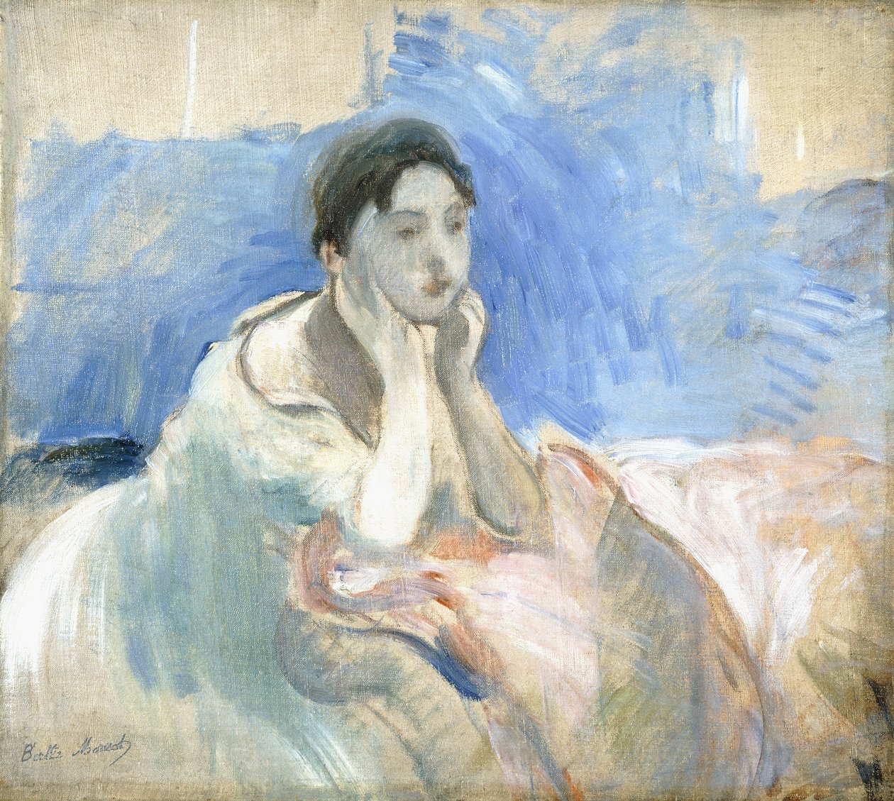 少女倾斜，1894年 作者 贝特·莫里索（Berthe Morisot）