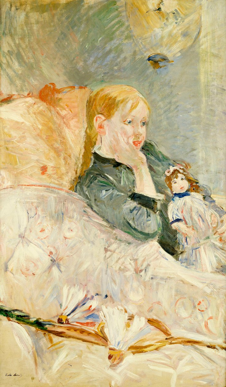 有洋娃娃的少女，1896年 作者 贝特·莫里索（Berthe Morisot）