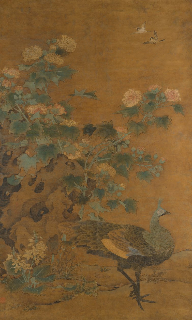 孔雀和荷花，14世纪中期。 作者 边路