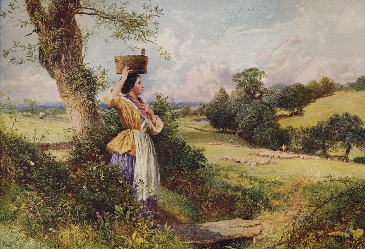 挤奶女工，1860，c1915 作者 比尔克斯·福斯特（Birket Foster）