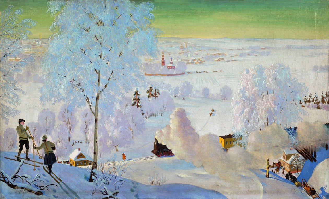 滑雪者，1919年 作者 鲍里斯·米哈伊洛维奇·库斯托季耶夫