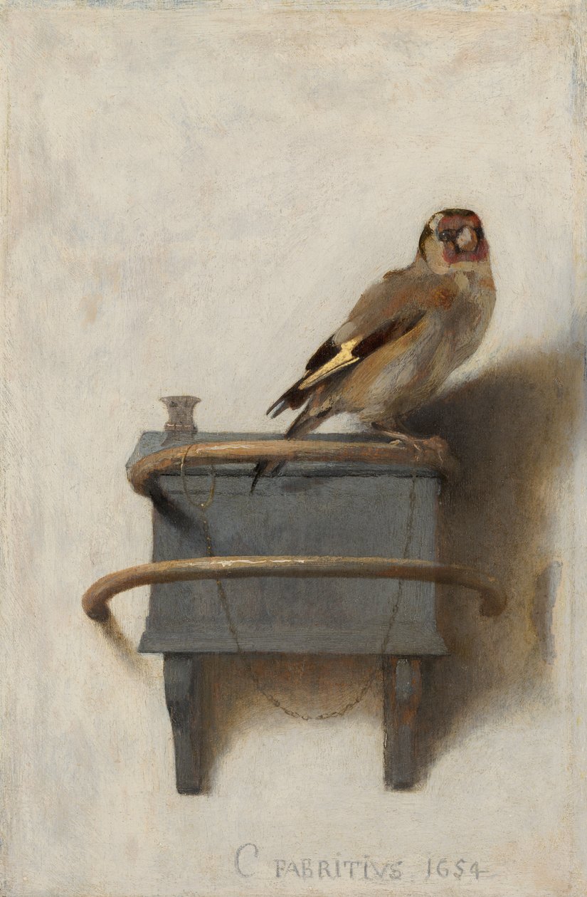 金翅雀，1654年 作者 卡雷尔·法布里修斯（Carel Fabritius）