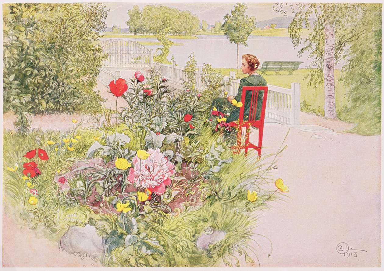 1913年夏季在桑德博恩，1939年出版的商业印刷作品集（彩色石版画） 作者 卡尔·拉森