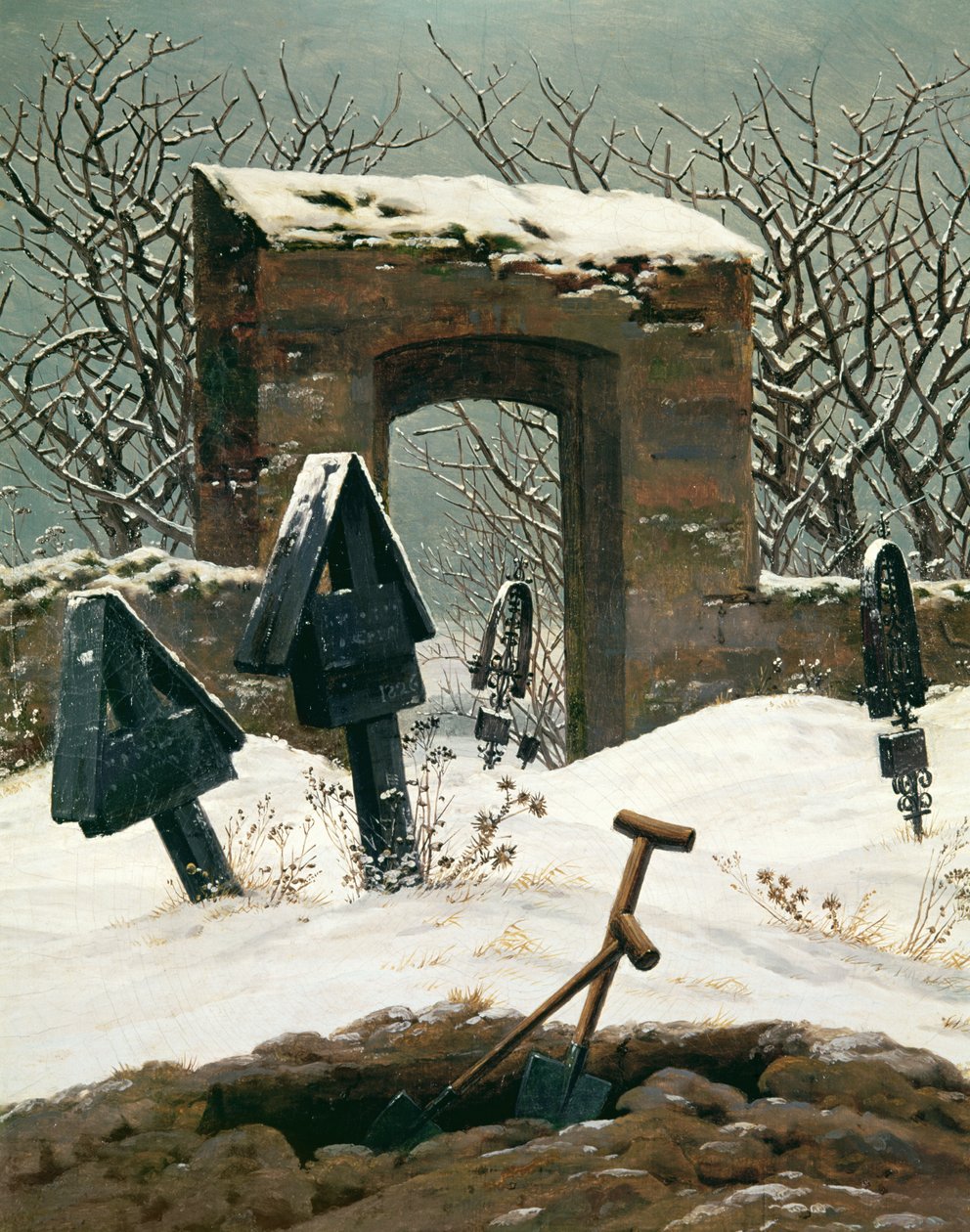 雪中的公墓，1826年 作者 卡斯珀·大卫·弗里德里希（Caspar David Friedrich）