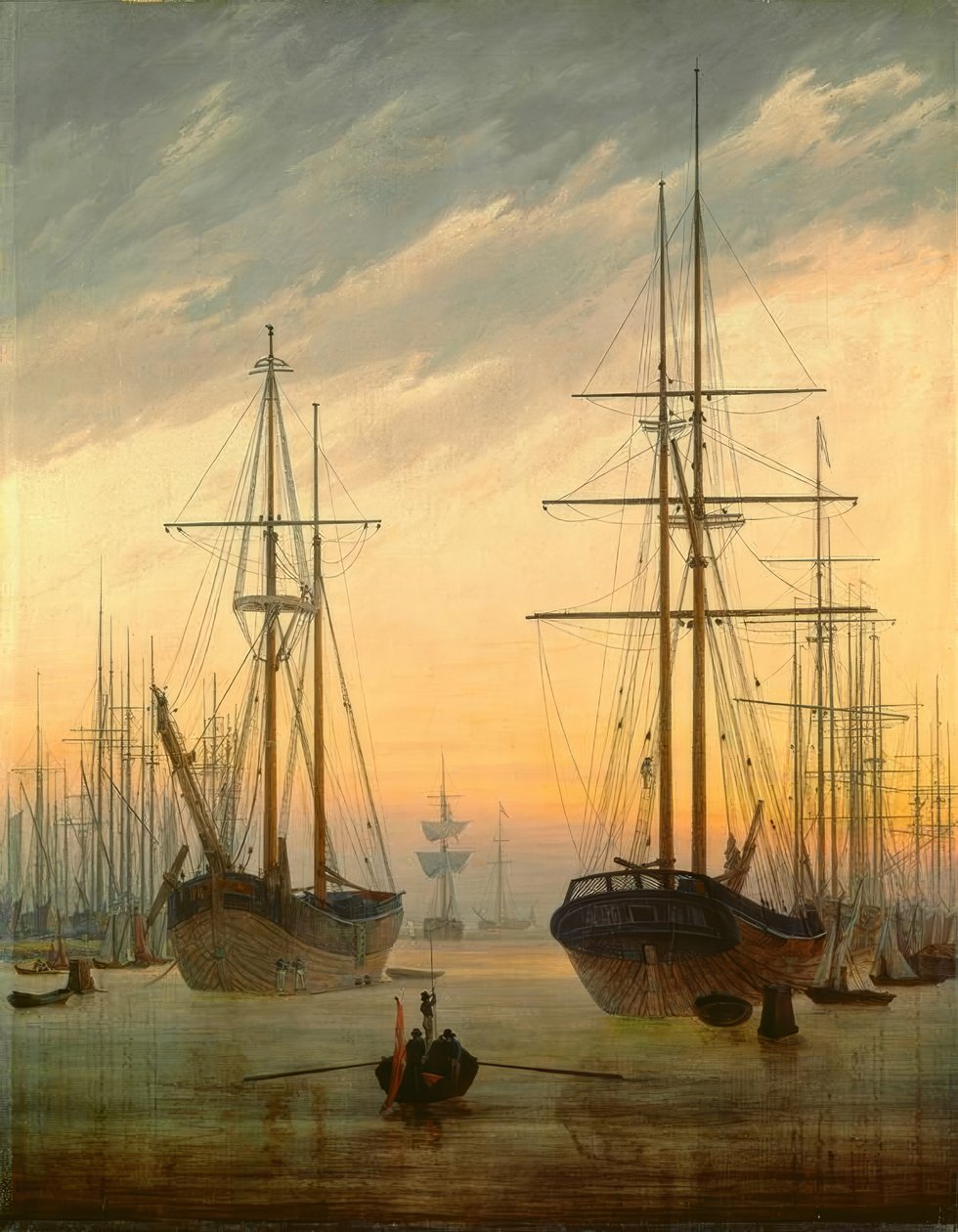 港口的景色 作者 卡斯珀·大卫·弗里德里希（Caspar David Friedrich）