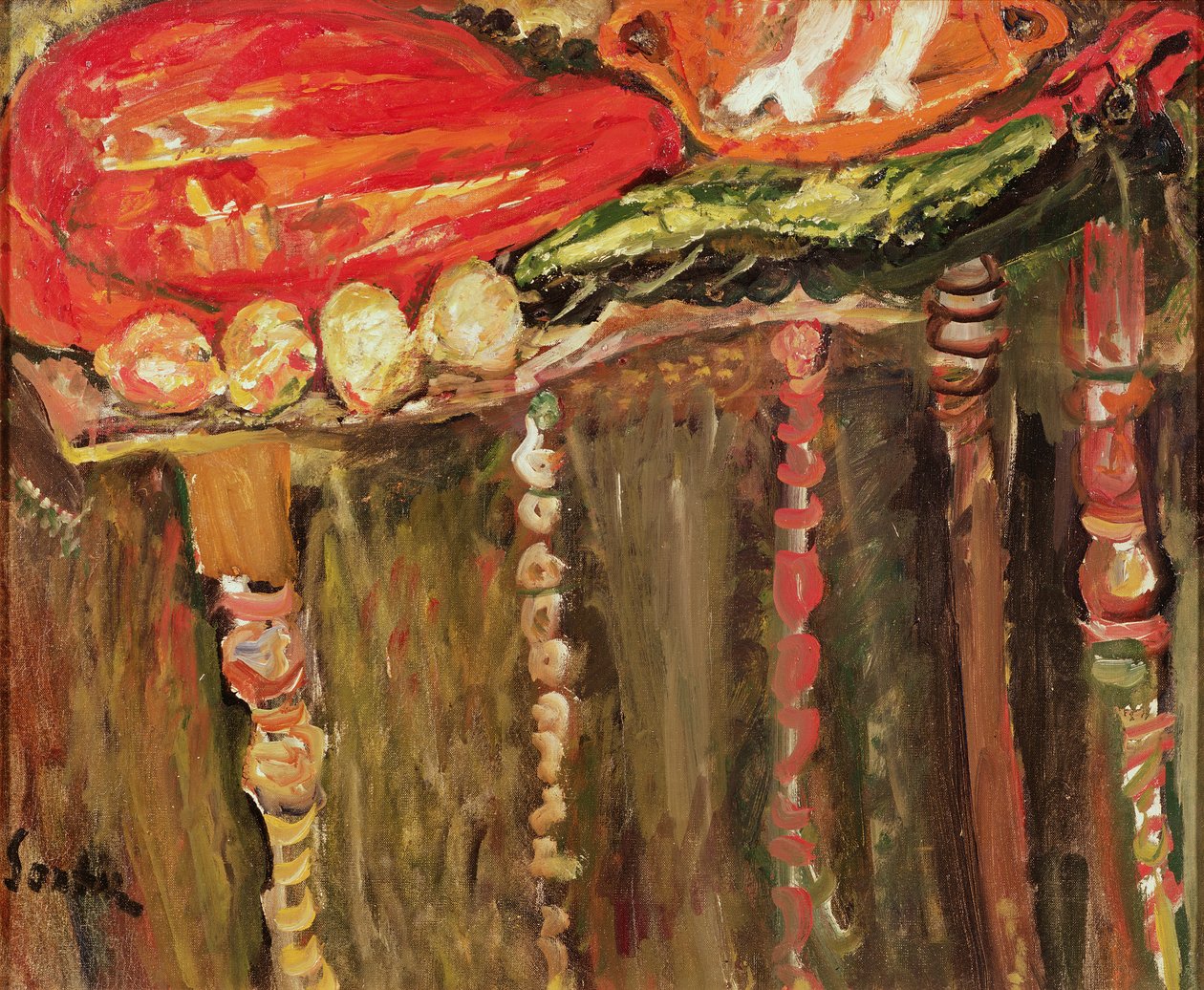 静物与一块生肉，c.1924 作者 Chaim Soutine