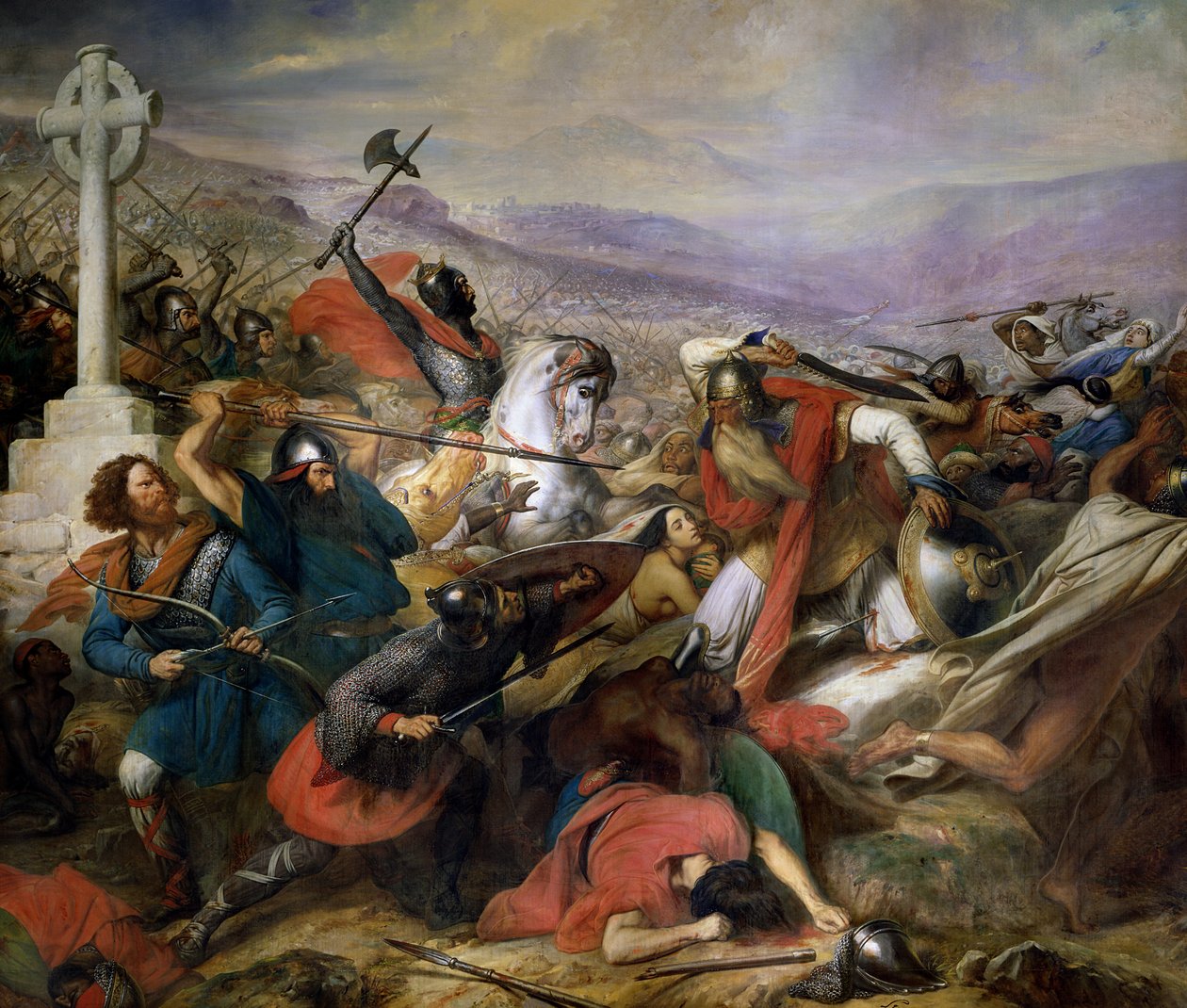 732年10月25日，普瓦捷战役由Charles Martel（688-741）1837年赢得 作者 卡尔·冯·斯图本