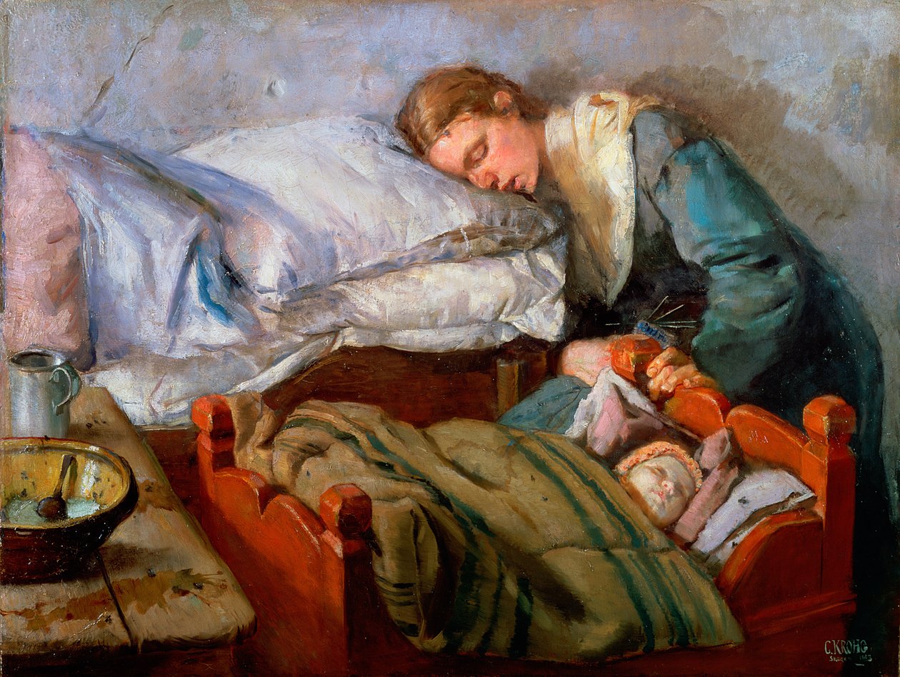 睡觉的母亲，1883年 作者 克里斯蒂安·克罗格（Christian Krohg）