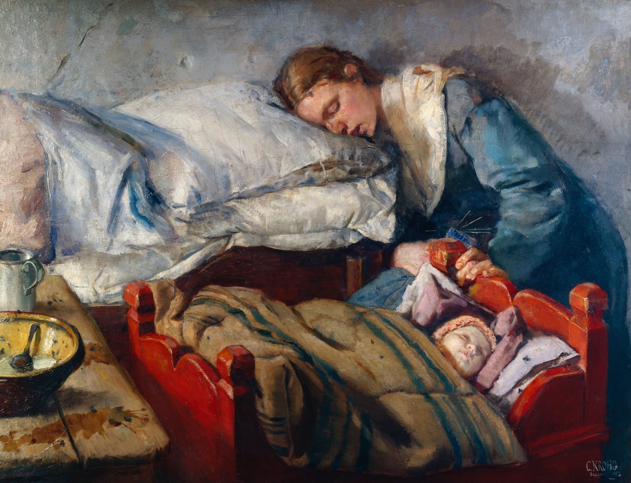 熟睡的母亲 作者 克里斯蒂安·克罗格（Christian Krohg）