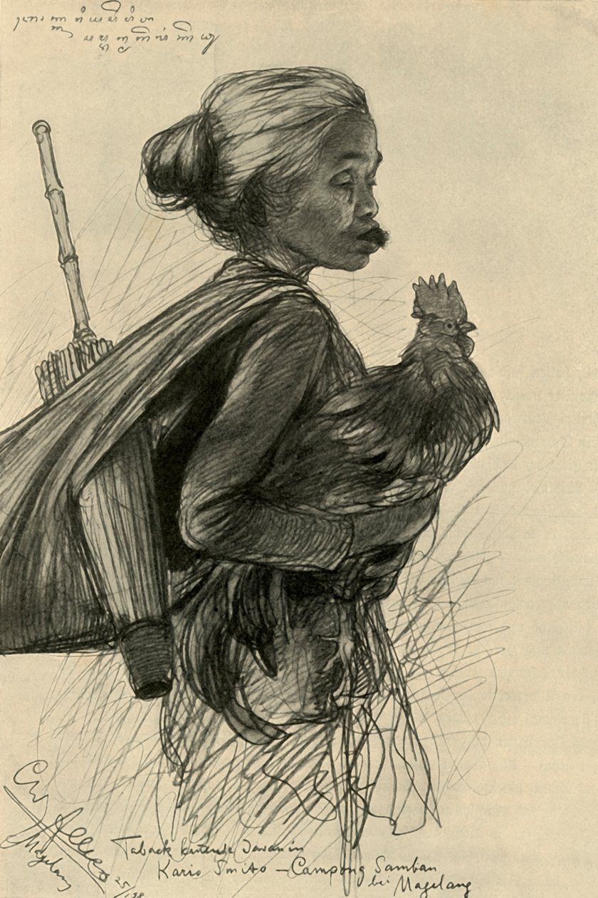 咀嚼烟草的妇女，马格朗，爪哇，1898年。 作者 克里斯蒂安·威廉·艾尔斯