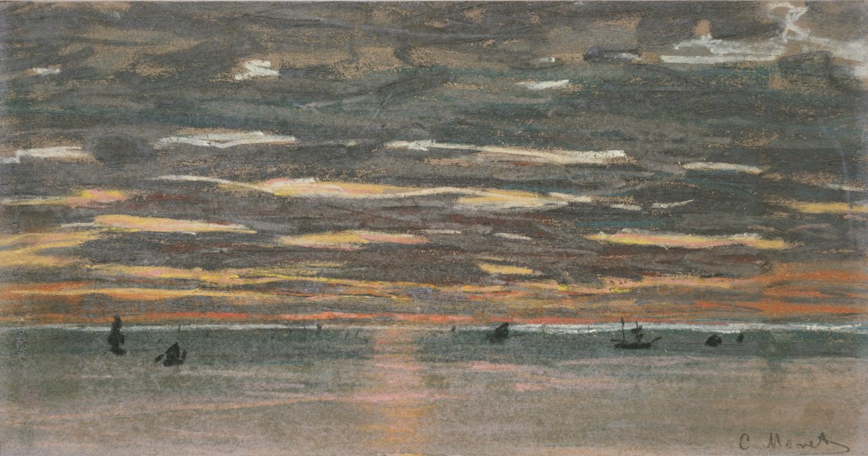 海上日落，1865-1870 作者 克劳德·莫奈
