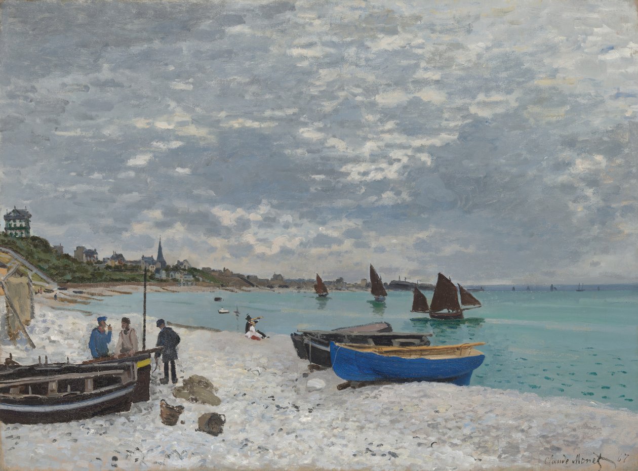 圣阿德雷德的海滩，1867年。 作者 克劳德·莫奈
