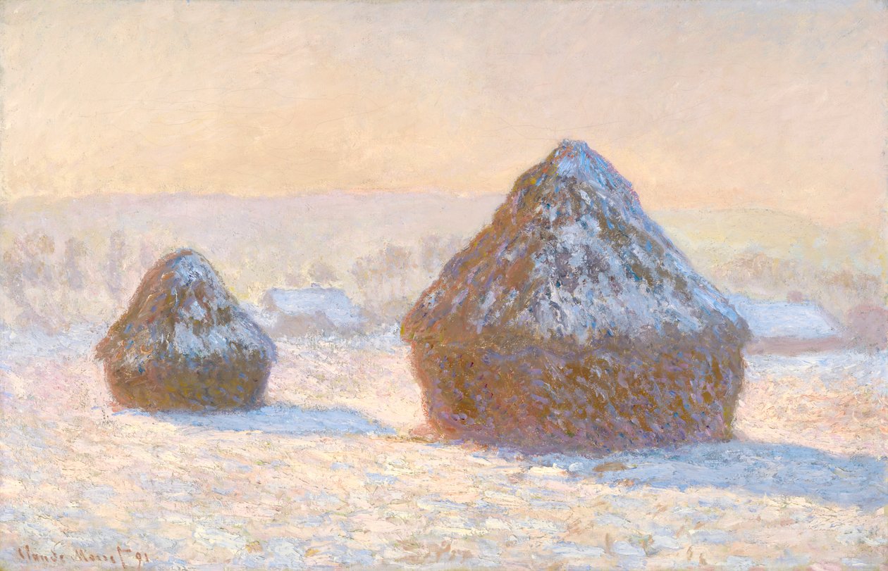 麦穗，雪效应，早晨 作者 克劳德·莫奈