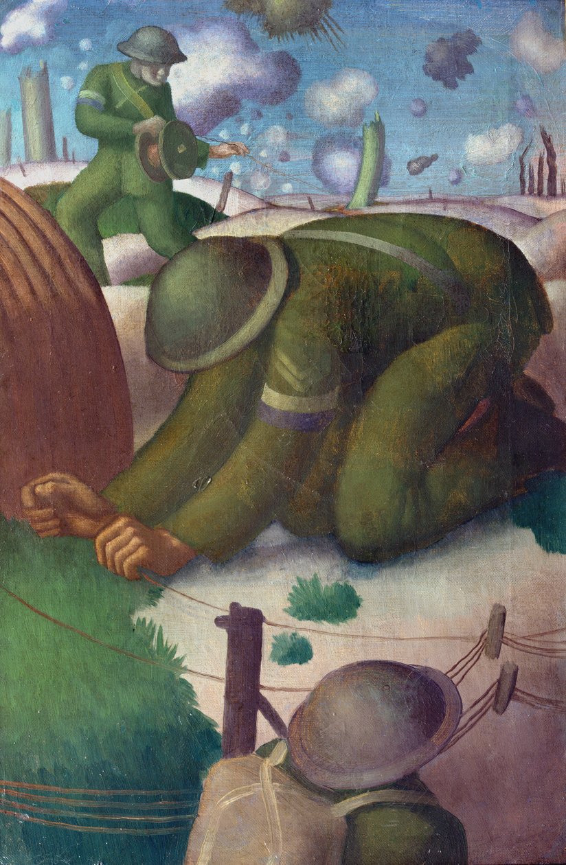 敷设电话线，c.1919 作者 柯林·温温·吉尔