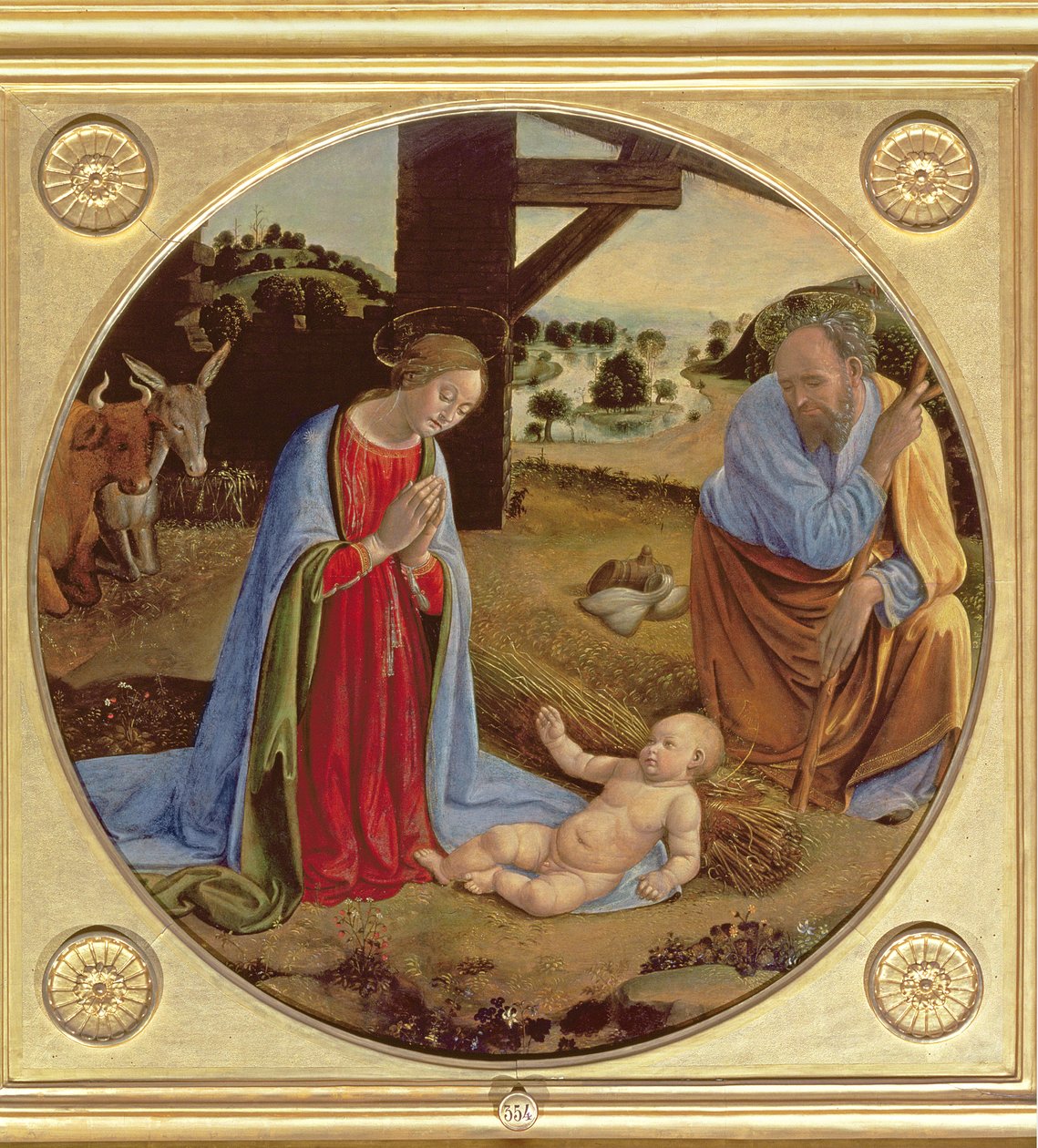 诞生（面板上的蛋彩画） 作者 科西莫·罗塞利（Cosimo Rosselli）