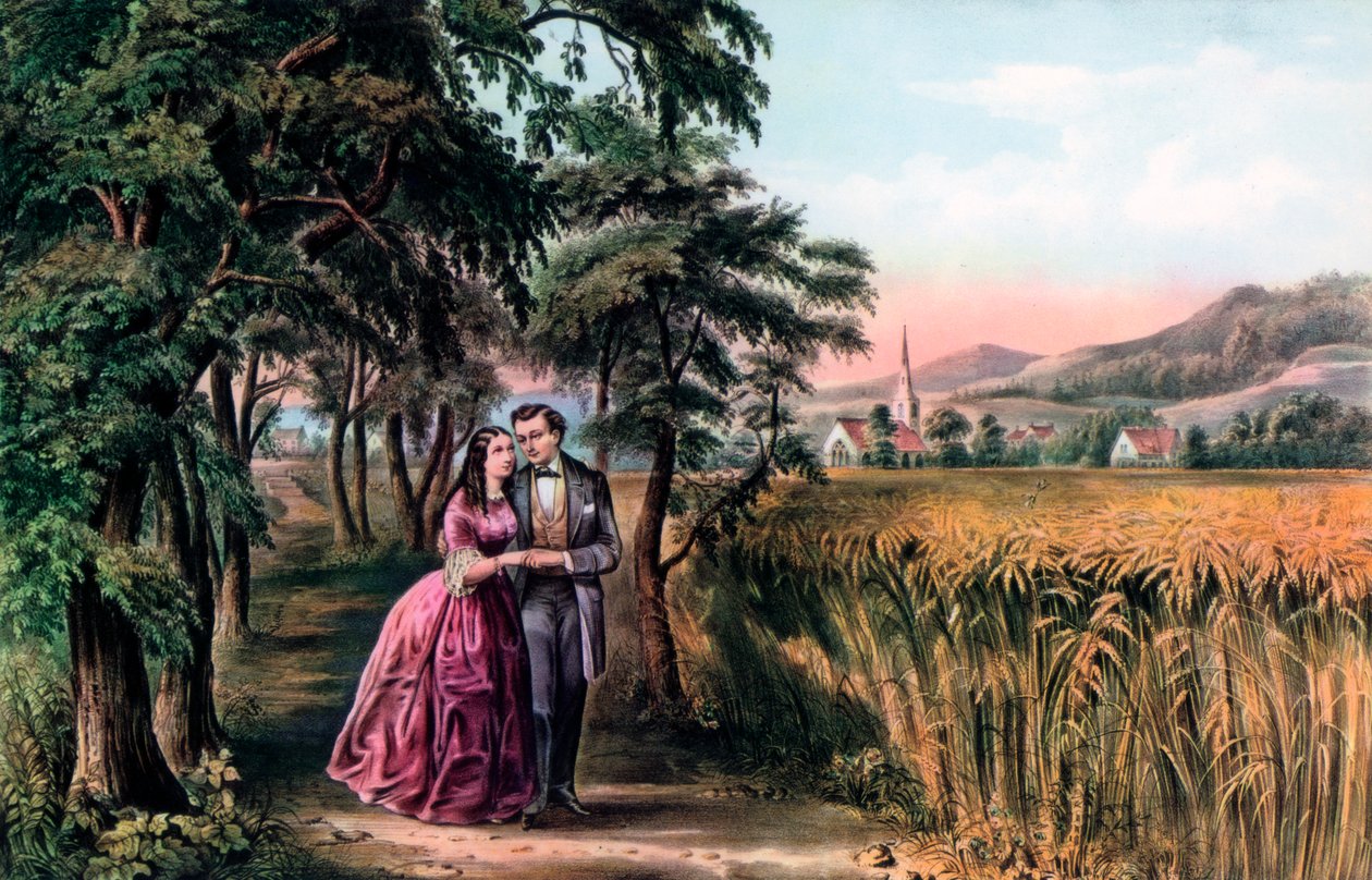 爱的季节，青春，1868年。 作者 库里尔和艾夫斯