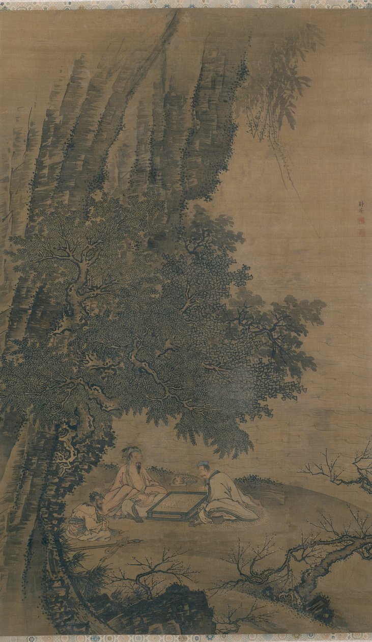 道家仙人对弈山水图 作者 戴进