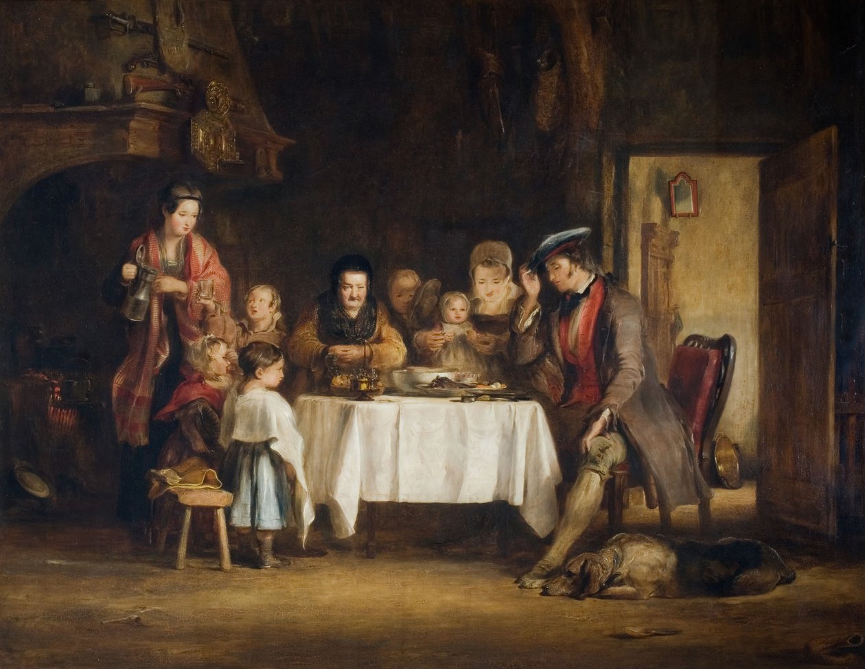 肉食前的恩典》，1839年。 作者 大卫威尔基