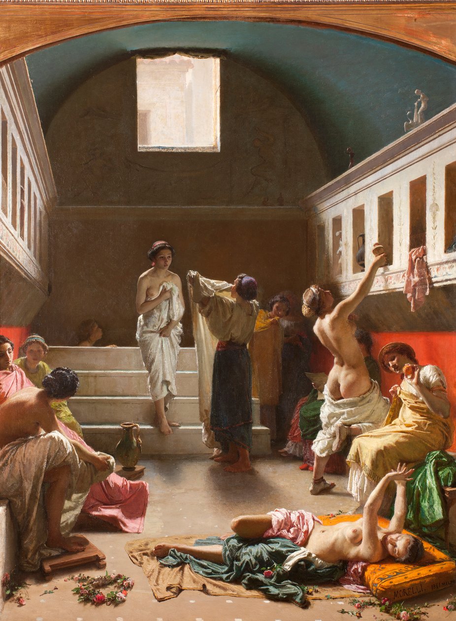 庞贝浴场，1861年 作者 多梅尼科·莫雷利（Domenico Morelli）