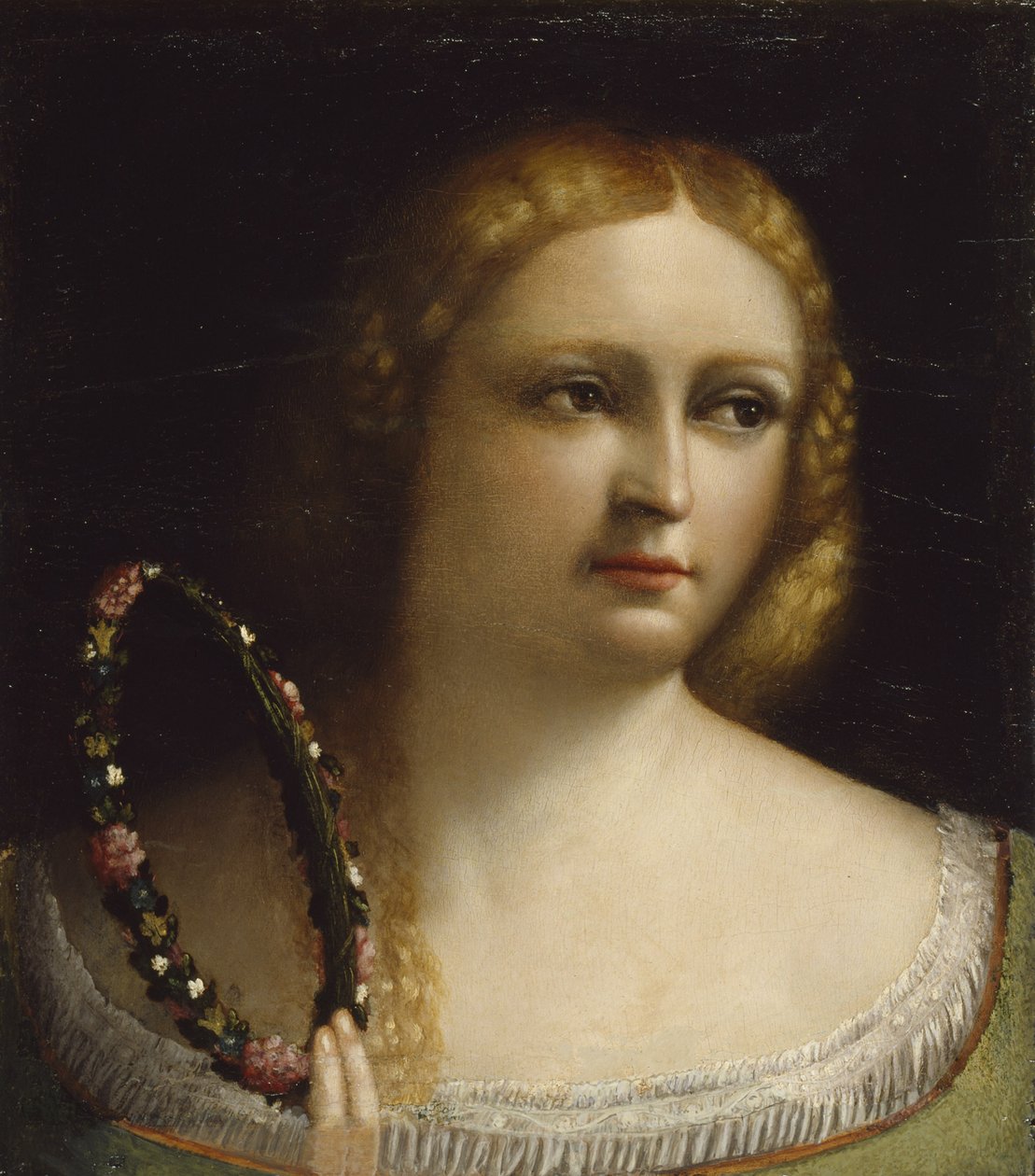 有花圈冠的妇女，1520-25 作者 多索·多西
