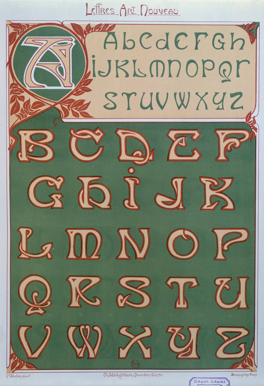 &39;新艺术&39;字母，1903年 作者 E·穆里尔
