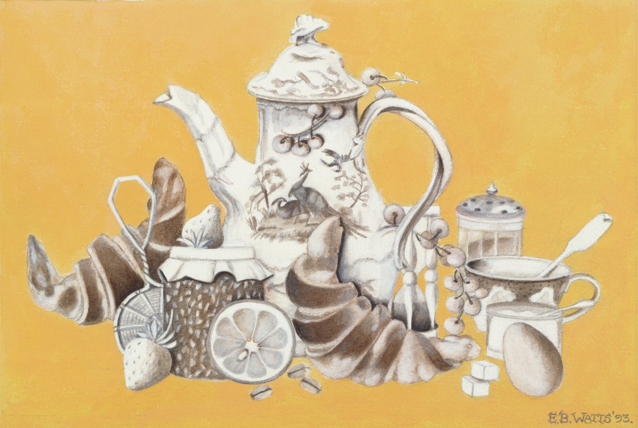 早餐，1993年（纸上丙烯酸） 作者 EB瓦特