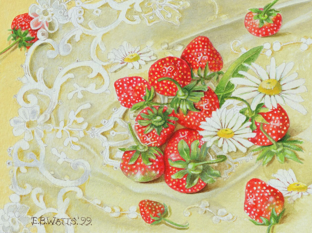 草莓花边，1999年（纸上丙烯酸） 作者 EB瓦特