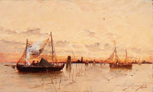 潟湖上的夕阳 作者 E.奥布里·亨特