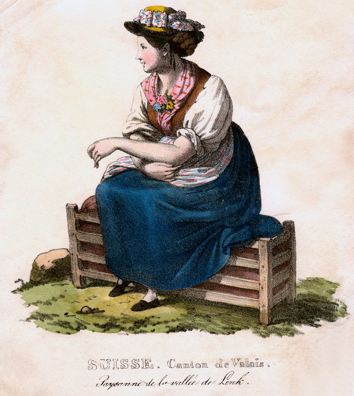 瑞士女人，c1825。 作者 爱德华·平格莱特