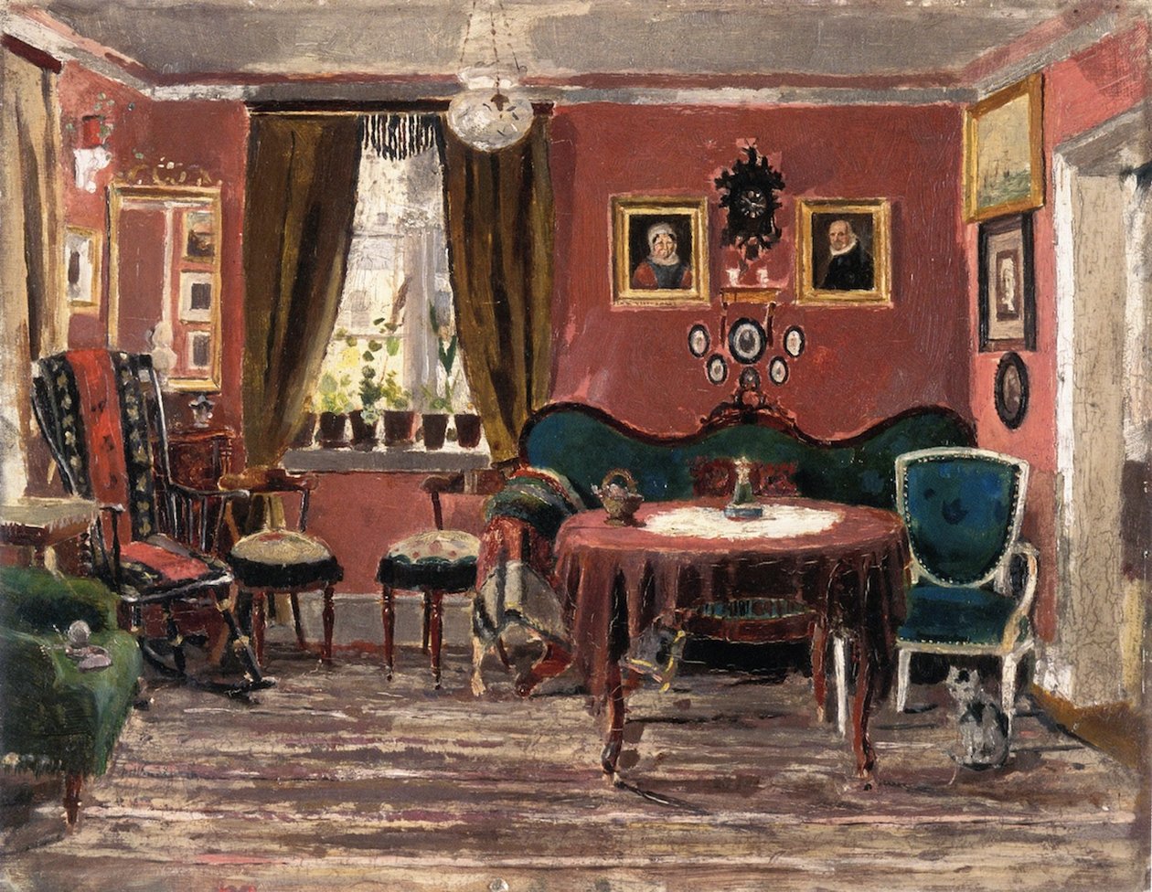 在Pilestredet 61（1881）的Misses Munch客厅 作者 爱德华·蒙克