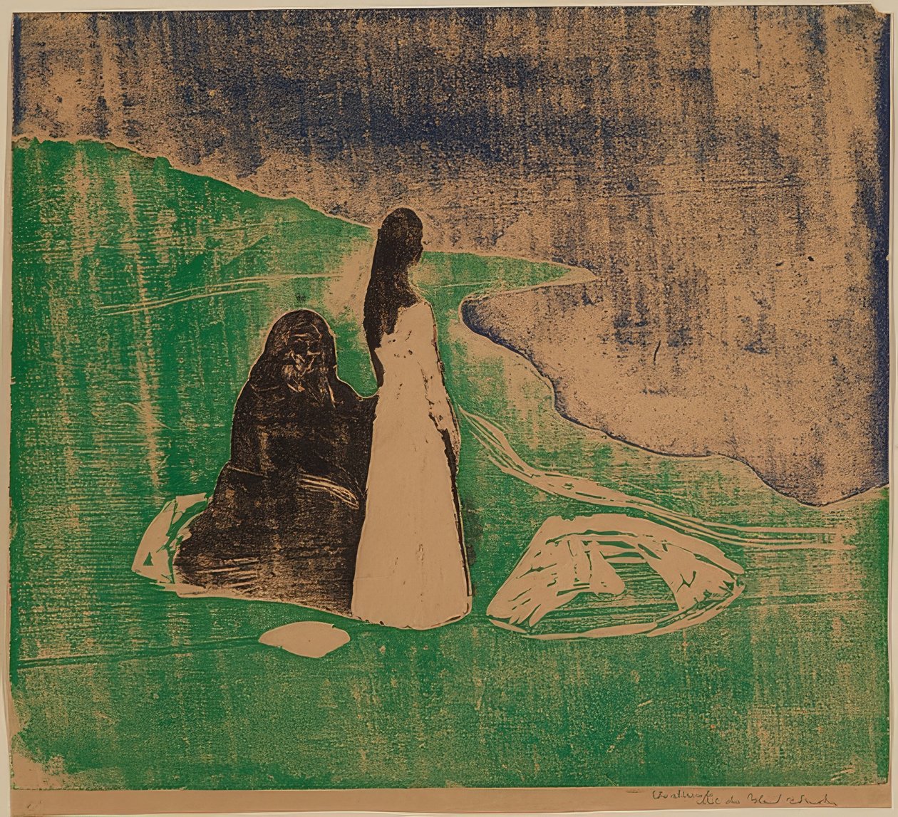 妇女在海边。 1898年 作者 爱德华·蒙克
