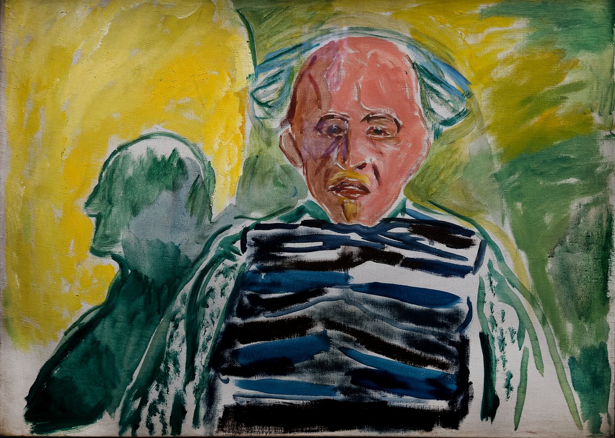 身穿条纹套头衫的自画像 作者 爱德华·蒙克