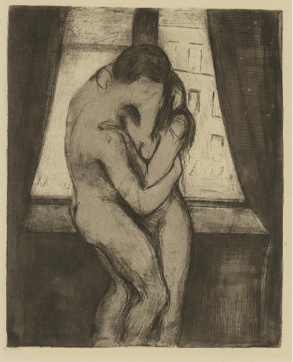 吻（The Kiss），1895年 作者 爱德华·蒙克