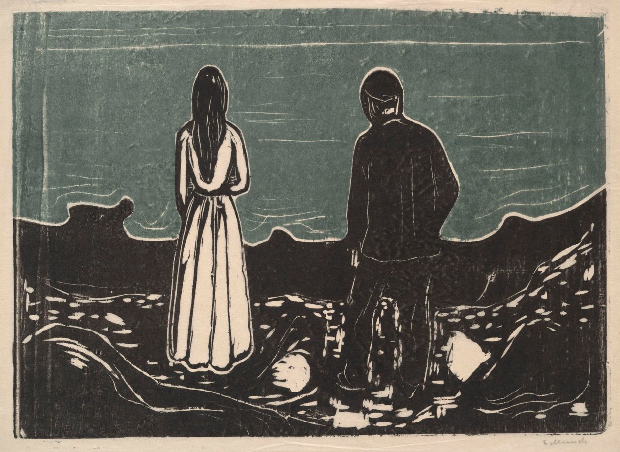 两个人，孤独的人，1899年 作者 爱德华·蒙克