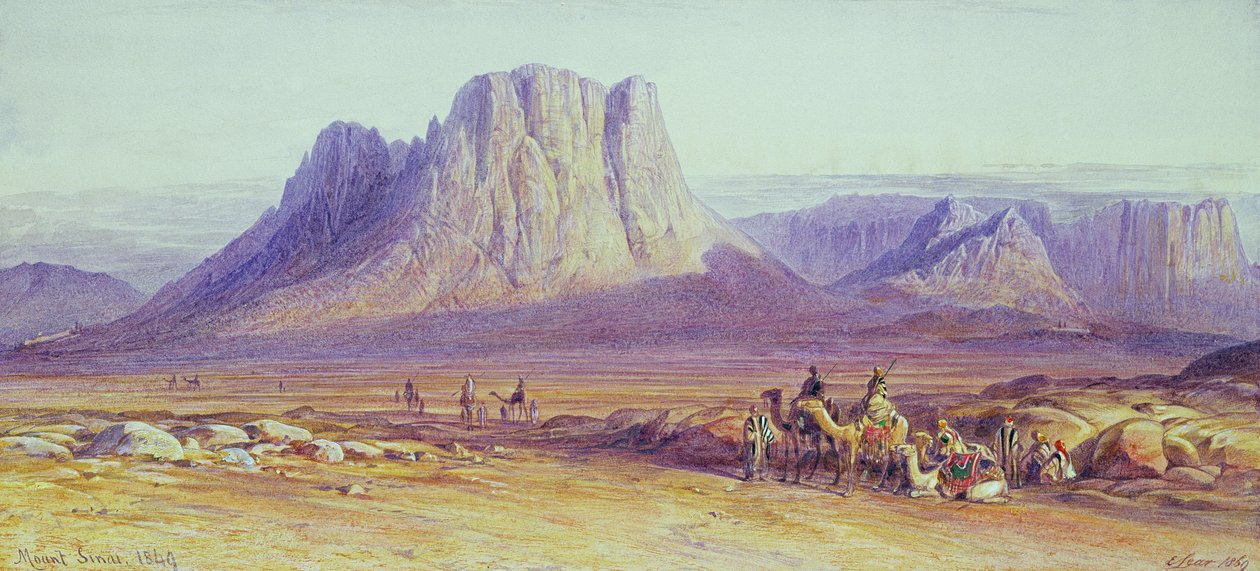 骆驼火车，康德西，西奈山，1848年 作者 爱德华·李尔