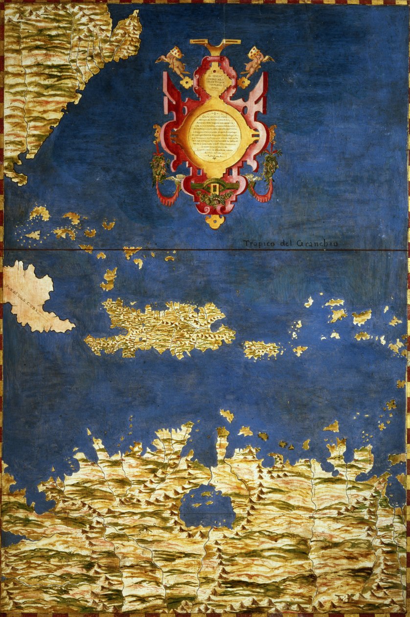 加勒比海和委内瑞拉地图，来自&39;Sala delle Carte Geografiche&39;（地理地图大厅）c.1570 作者 伊格纳齐奥·丹蒂