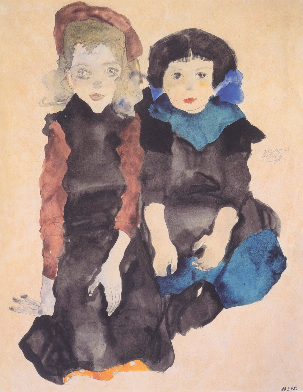 两个畏缩的女孩 作者 埃贡·席勒（Egon Schiele）